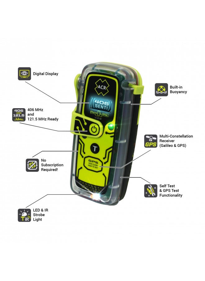 ACR - ACR ResQLink View - Buoyant Personal Locator Beacon with GPS for Hiking, Boating and All Outdoor Adventures (Model PLB 425) ACR 2922 - Image 1