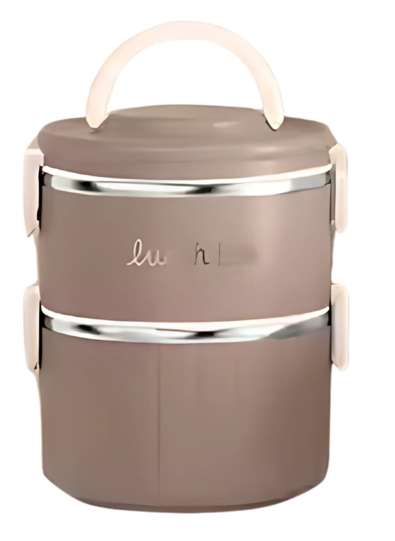 Twisoo Twisoo 2 Tier Thermal Lunch Box Bento Box Set, Portable Insulated Lunch Containers with Spoon, Stackable Leakproof Stainless Steel Food Container for Kids Teens Adults Clip Lock Leakproof 1800ml ( Gray )  - Image 1