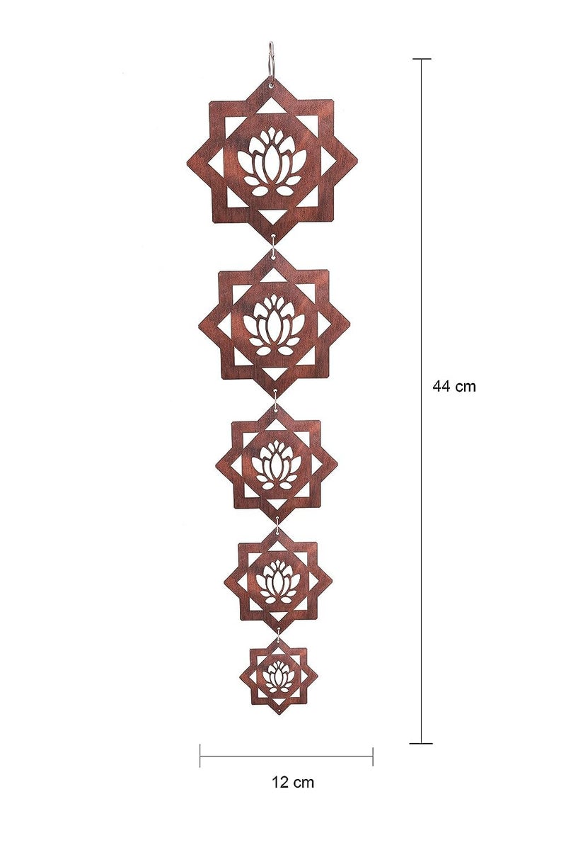 LAVNIK Lavnik 5 Layer MDF Toran Brass Hanging Lotus Toran Latkans for Decoration Boho Wall Hanging Temple Decor Door Main Entrance or Pooja Room Office Indian Festival Diwali Home Decorations and Craft Gift  - Image 5