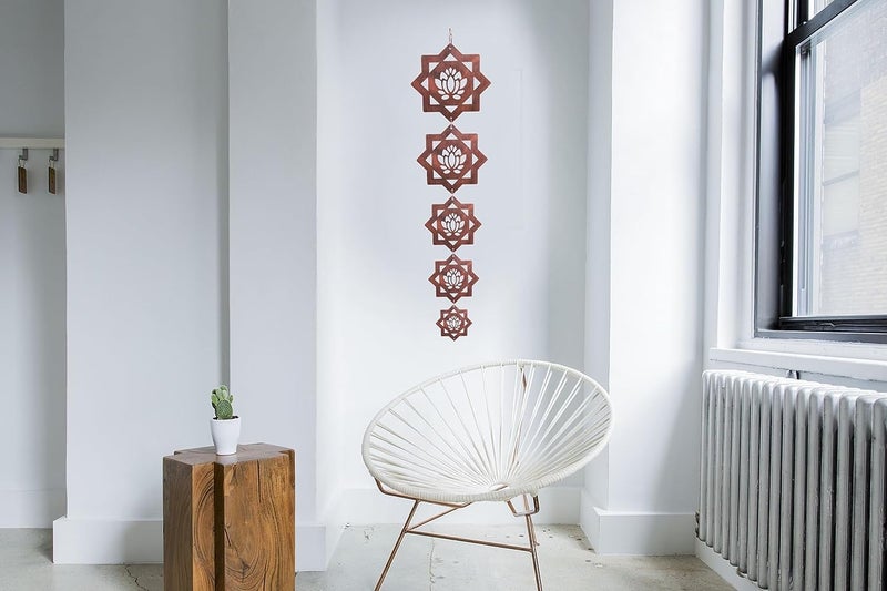 LAVNIK Lavnik 5 Layer MDF Toran Brass Hanging Lotus Toran Latkans for Decoration Boho Wall Hanging Temple Decor Door Main Entrance or Pooja Room Office Indian Festival Diwali Home Decorations and Craft Gift  - Image 2