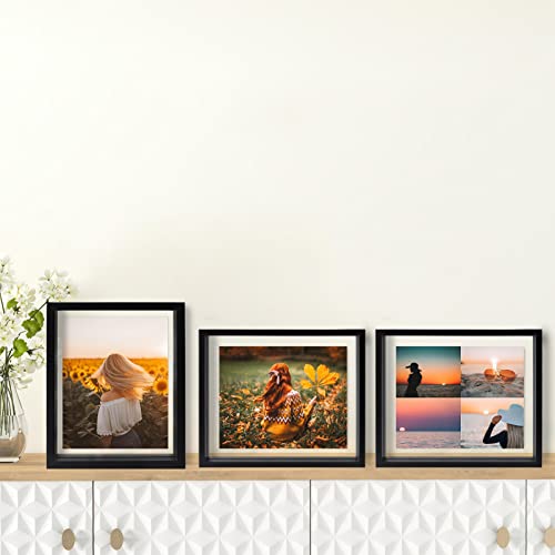 WIFTREY Black 8x10 Floating Picture Frame 2 Pack, Double Glass Distressed Floating Photo Frame for Tabletop or Wall Mount, Displays Photo up to 10x12 - Image 5