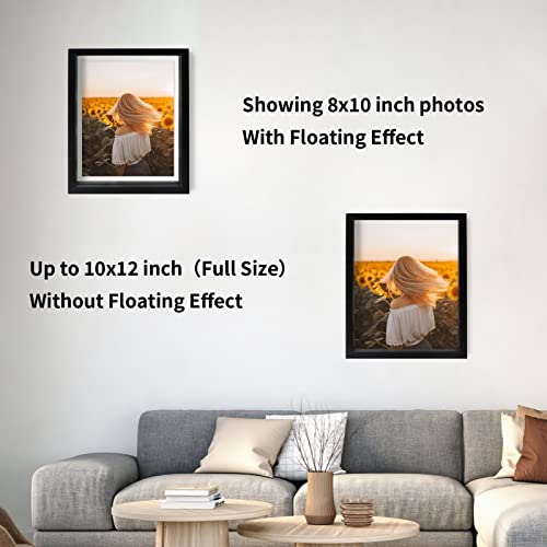 WIFTREY Black 8x10 Floating Picture Frame 2 Pack, Double Glass Distressed Floating Photo Frame for Tabletop or Wall Mount, Displays Photo up to 10x12 - Image 4