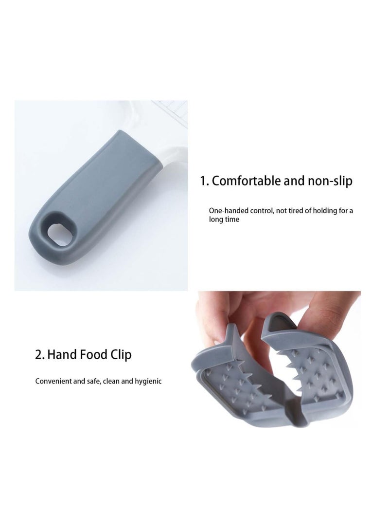 عام قطاعة يدوية متعددة الوظائف، قطاعة خضروات للمطبخ المنزلي، تقطيع البطاطس والجزر والخضروات والفواكه، مع واقي يد قابل للتعديل (رمادي) - Image 5