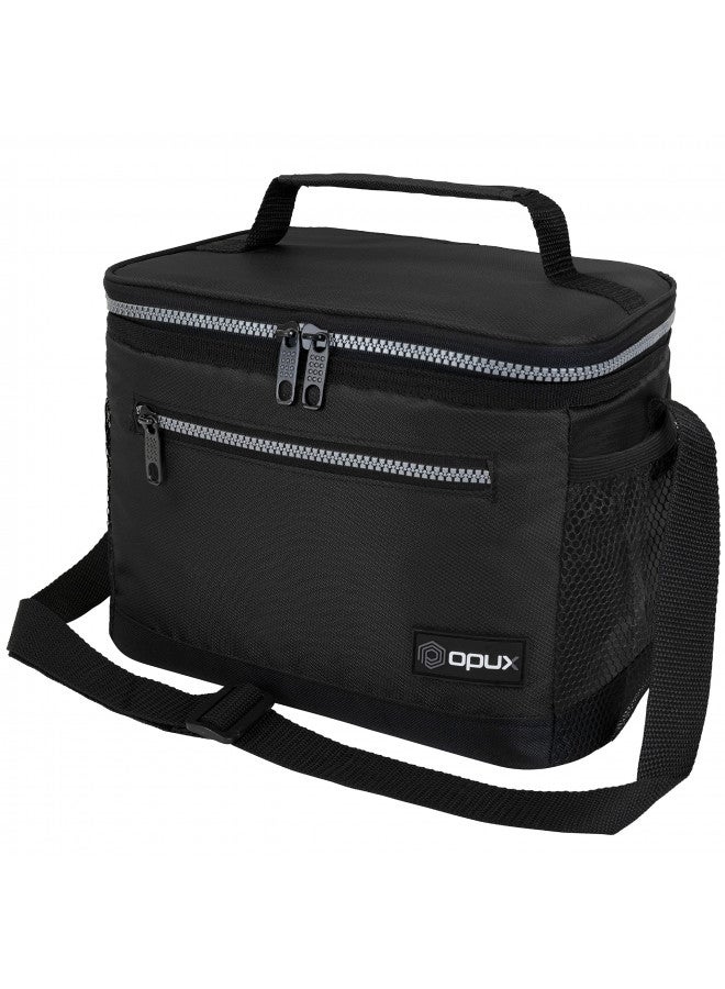 OPUX Insulated Lunch Box Men Women, Lunch Bag for Work School, Leakproof Soft Cooler Tote, Large Lunch Pail Kids Boys Girls, Picnic Beach Food Bag with Shoulder Strap, Black - Image 1