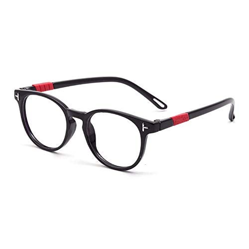 Optify® Oval Blue Light Blocking Glasses for Kid UV Protection Computer Eyewear Zero Power Lens Age 5-12 Years(Black) - Image 1