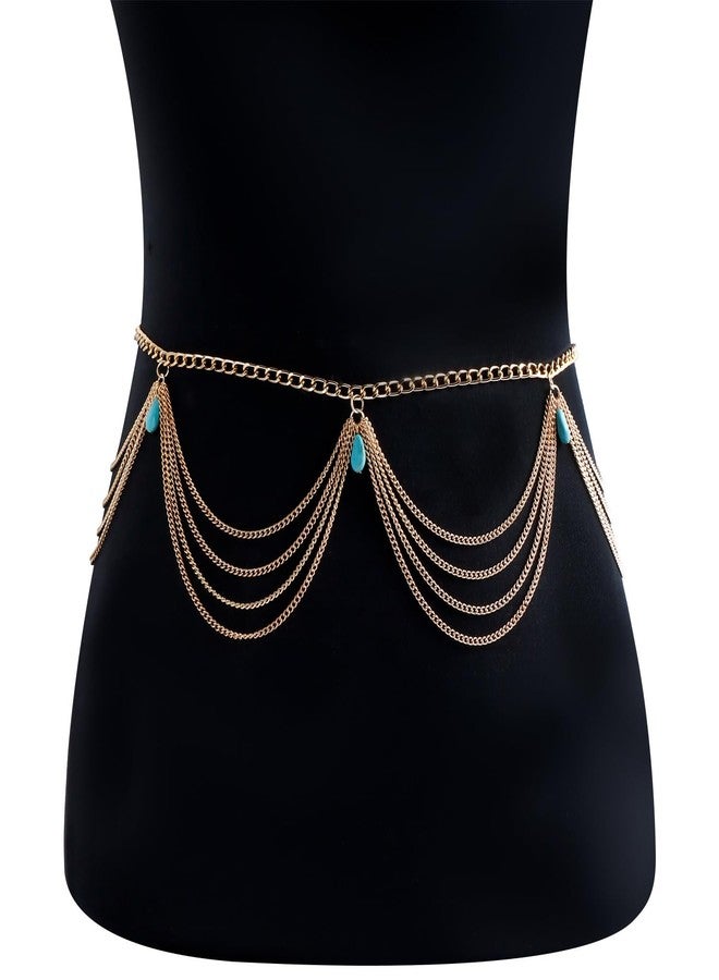 Fabme Women's Waist Chain - Stylish Saree Gold Plated Belly Chain Layered, Saree Special Body Hip Chain for the Waist Ladies Sexy Bikini Jewelry (26-42 In) - Image 5