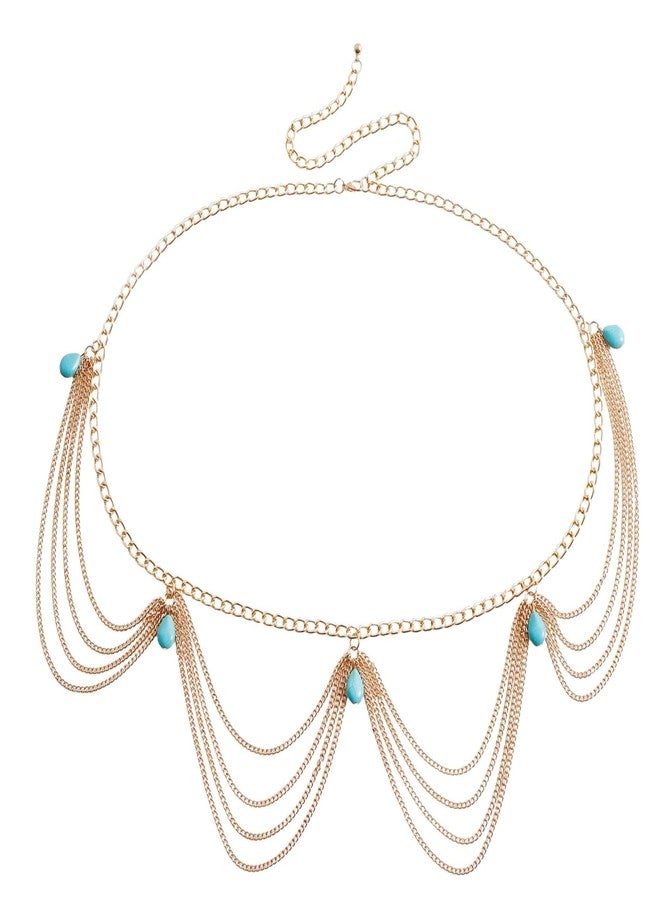 Fabme Women's Waist Chain - Stylish Saree Gold Plated Belly Chain Layered, Saree Special Body Hip Chain for the Waist Ladies Sexy Bikini Jewelry (26-42 In) - Image 4