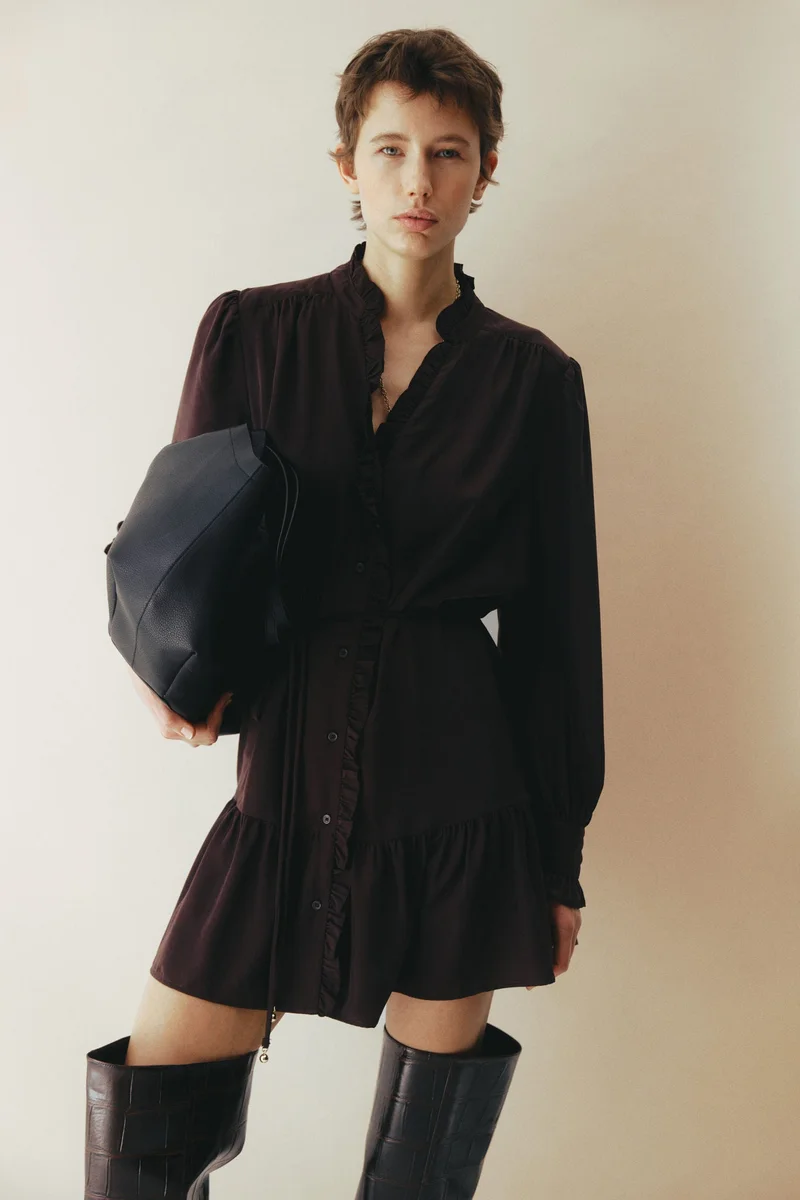 اتش اند ام فستان بحواف مكشكشة