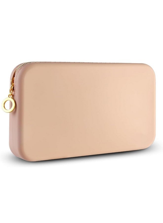 INOVERA (LABEL) INOVERA (LABEL) Makeup Brush Holder Pouch Case for Travel - Silicone Cosmetic Brushes Kit - Travelling Make up Organizer Bag (Khaki)  - Image 1