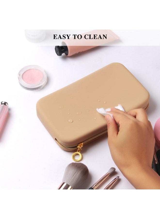 INOVERA (LABEL) INOVERA (LABEL) Makeup Brush Holder Pouch Case for Travel - Silicone Cosmetic Brushes Kit - Travelling Make up Organizer Bag (Khaki)  - Image 5