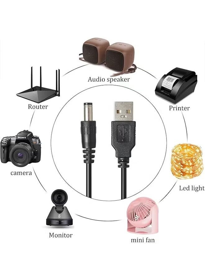 USB to DC 5V Power Cable 1M with 11pcs DC Tips Universal Charging Cord 5.5x2.1mm Micro USB Type-C Connector for Router Camera LED Devices - Image 5