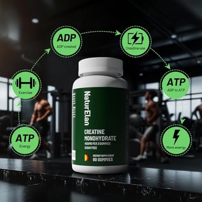 NaturElan جومي كرياتين مونوهيدرات، خالي من السكر، بدون جيلاتين، مكمل قبل التمرين يدعم نمو العضلات، القوة والتعافي الأسرع، مختبر من طرف ثالث، نباتي، غير معدل وراثيًا - Image 3