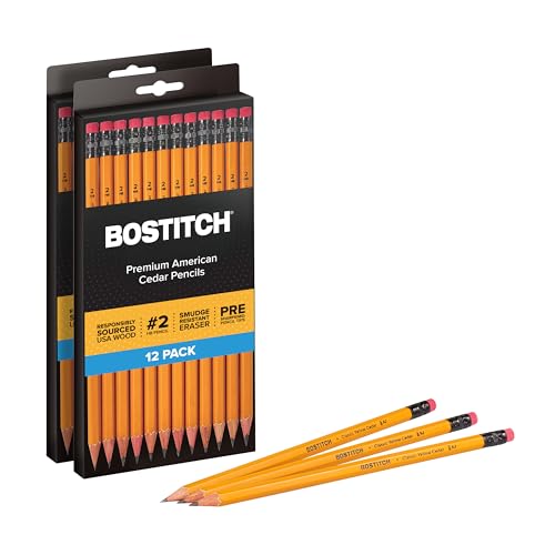 Bostitch Office Premium #2 Pencils, American Cedar Wood, Pre-Sharpened, HB Graphite, 24-Pack (BACP12Y-2PK) - Image 1