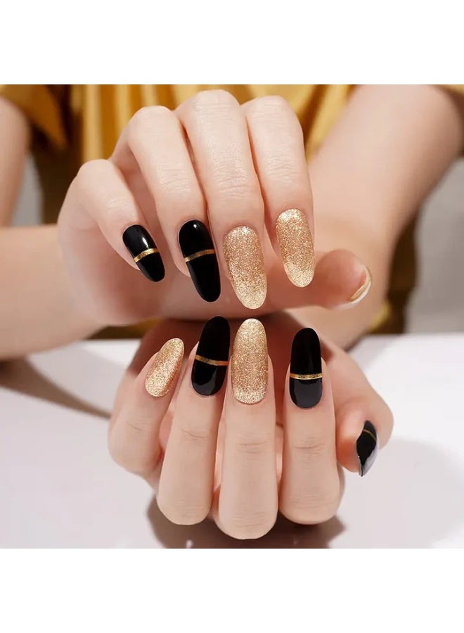 Semi-Cured Gel Nail Wraps – Salon Quality Manicure – Easy Apply & Remove – 20 Strips + File + Wooden Stick - Image 1