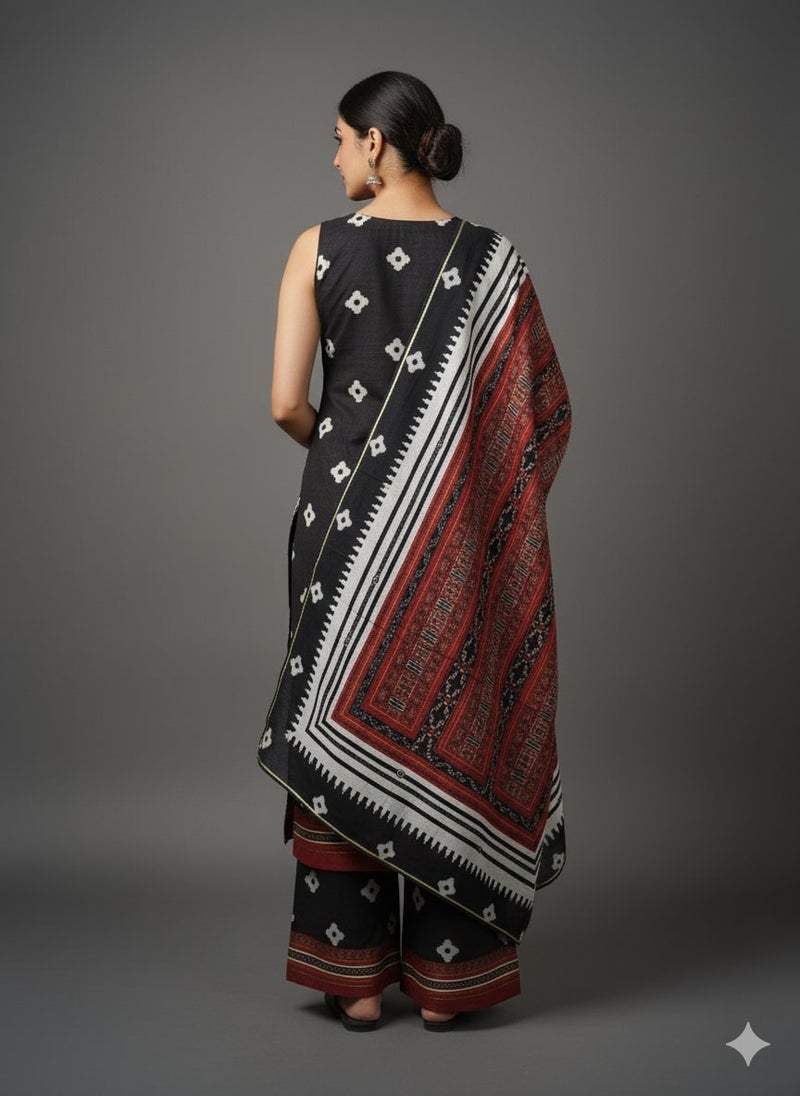 Ahalyaa Black Digital Printed Kurta Set for Women - Image 3
