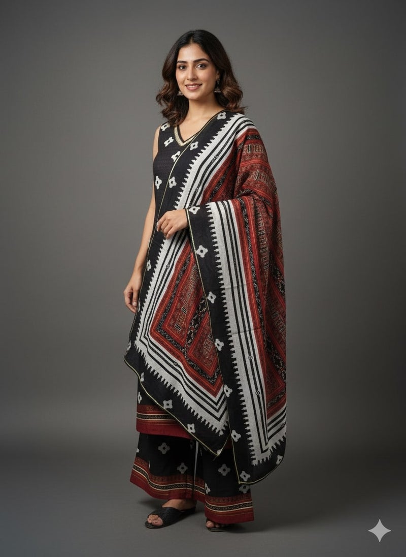 Ahalyaa Black Digital Printed Kurta Set for Women - Image 4