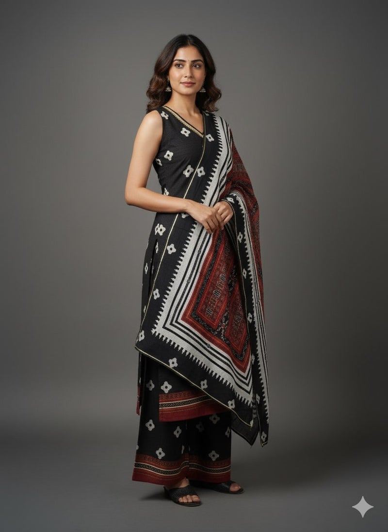 Ahalyaa Black Digital Printed Kurta Set for Women - Image 2
