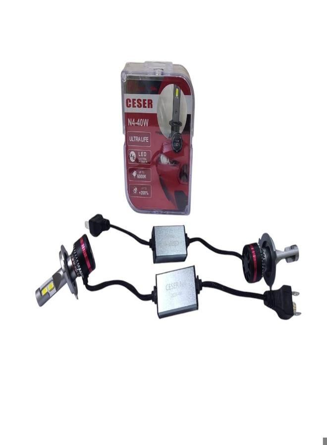 سيزار لمبات ليد للسيارة بقدرة 40 وات -H4 - Image 4