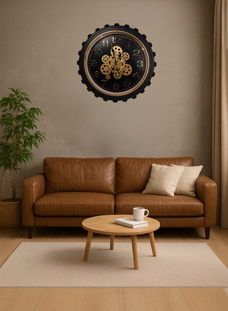 Toshionics ساعة حائط بتصميم تروس صناعية 52 سم T114634 – ساعة ديكورية عتيقة على طراز ستيمبانك للمنزل والمكتب – ديكور حائط كبير Retro مع أرقام ثلاثية الأبعاد – تعمل بالبطارية - Image 2