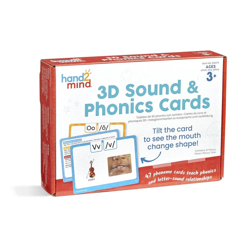 hand2mind hand2mind 3D Sound and Phonics Cards Phonemic Awareness Phonics Flash Cards Letter Sounds for Kindergarten Speech Therapy Toys ESL Teaching Materials Science of Reading Manipulatives - Image 4