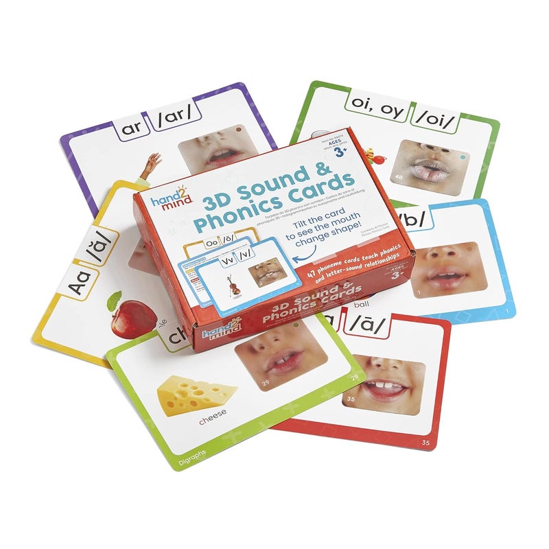 hand2mind hand2mind 3D Sound and Phonics Cards Phonemic Awareness Phonics Flash Cards Letter Sounds for Kindergarten Speech Therapy Toys ESL Teaching Materials Science of Reading Manipulatives - Image 1