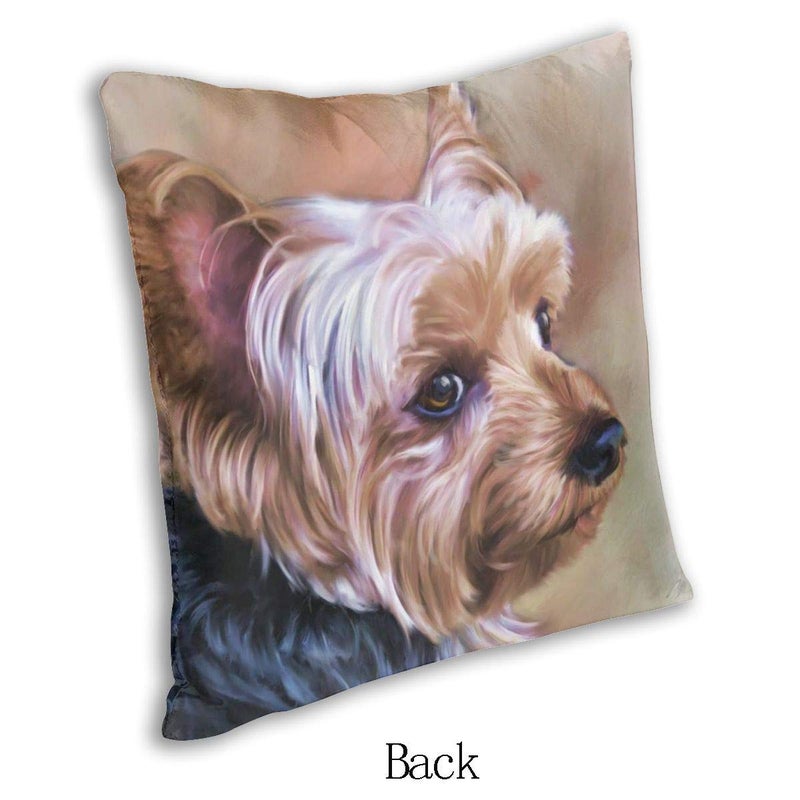DZGlobal Personalized Yorkie Dog Throw Pillow Cases Yorkie Pillow Cover Dog Pillow Case 18x18 Soft Cotton Yorkshire Terrier Cushion Covers Decorative Pillowcase for Couch Sofa Bedroom Car - Image 3