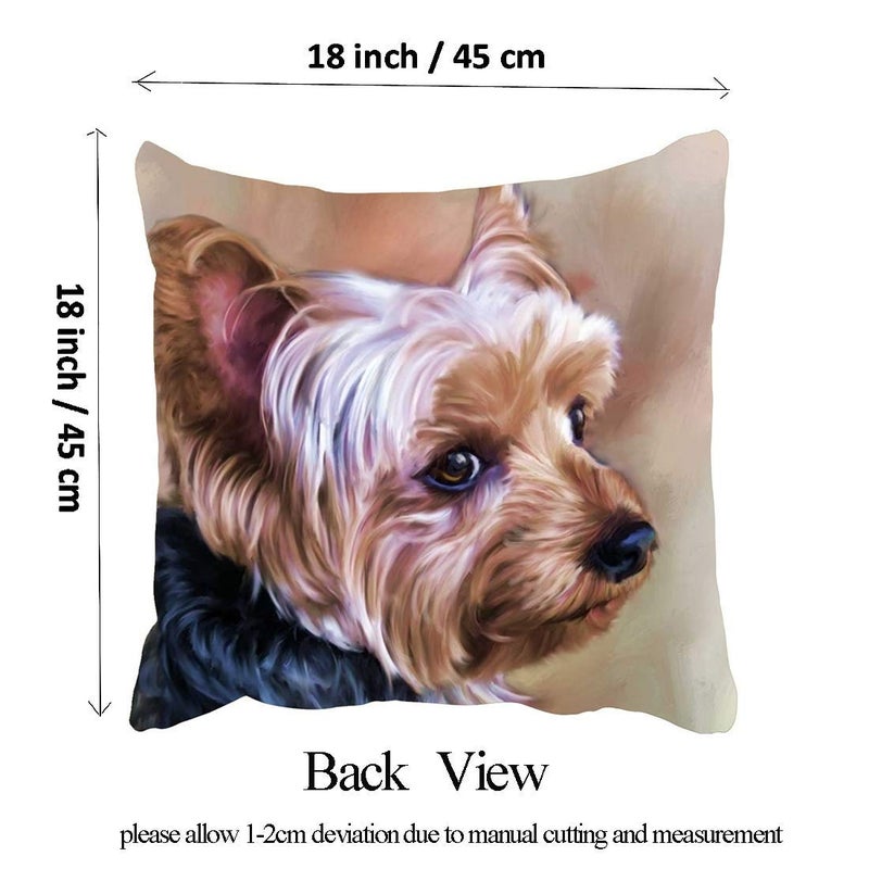 DZGlobal Personalized Yorkie Dog Throw Pillow Cases Yorkie Pillow Cover Dog Pillow Case 18x18 Soft Cotton Yorkshire Terrier Cushion Covers Decorative Pillowcase for Couch Sofa Bedroom Car - Image 2