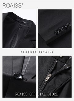 roaiss 3 Pieces Slim Suits of Formal Clothes for Men Business Casual Dress Set Involves Jacket Shirt and Trousers with Lapel Collar and 2 Buttons Single Breasted Buttons  - Image 4