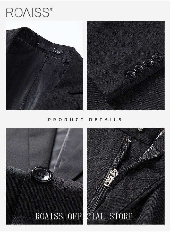 roaiss 3 Pieces Slim Suits of Formal Clothes for Men Business Casual Dress Set Involves Jacket Shirt and Trousers with Lapel Collar and 2 Buttons Single Breasted Buttons  - Image 4