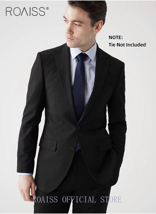 roaiss 3 Pieces Slim Suits of Formal Clothes for Men Business Casual Dress Set Involves Jacket Shirt and Trousers with Lapel Collar and 2 Buttons Single Breasted Buttons  - Image 5