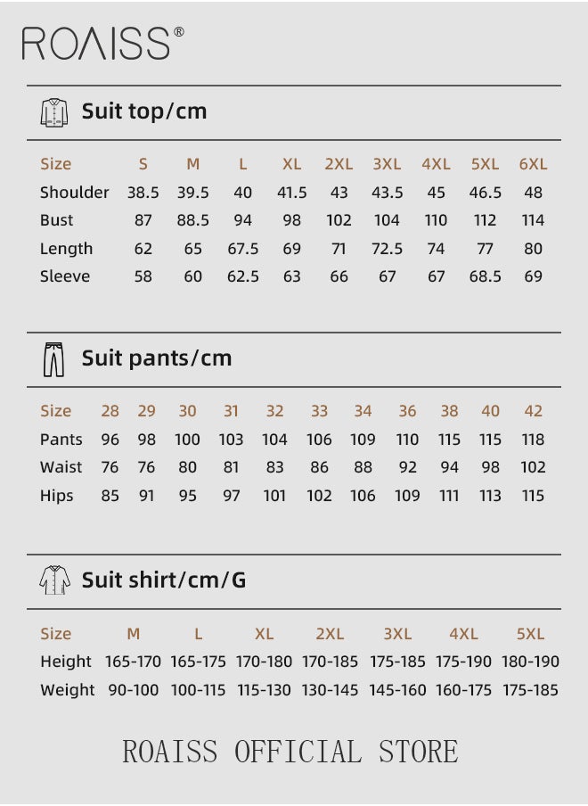 roaiss 3 Pieces Slim Suits of Formal Clothes for Men Business Casual Dress Set Involves Jacket Shirt and Trousers with Lapel Collar and 2 Buttons Single Breasted Buttons  - Image 3