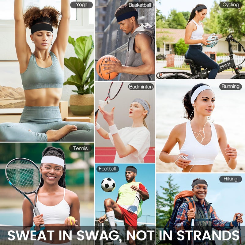 DiyJibb 10 PCS Headbands for Women - Fashion Non Slip Headbands for Women and Men Perfect for Sports and Outdoor Activities in Summer, Including Running, Yoga, Cycling, Gym Workouts - Image 2