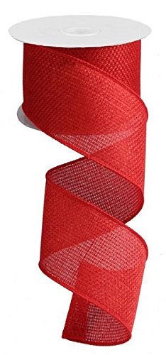 Expressions Red Solid Wired Edge Ribbon Cross Royal Burlap 25 Inch x 10 yards  RG121224