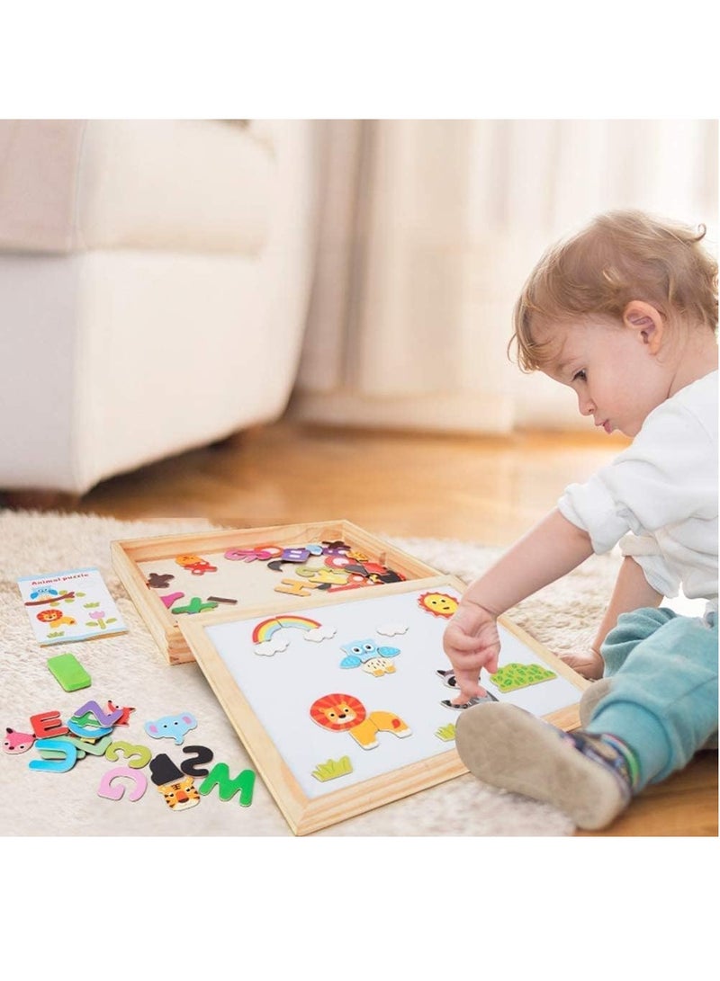 Factory Price 3-in-1 Wooden Easel with Magnetic Puzzle - Image 2