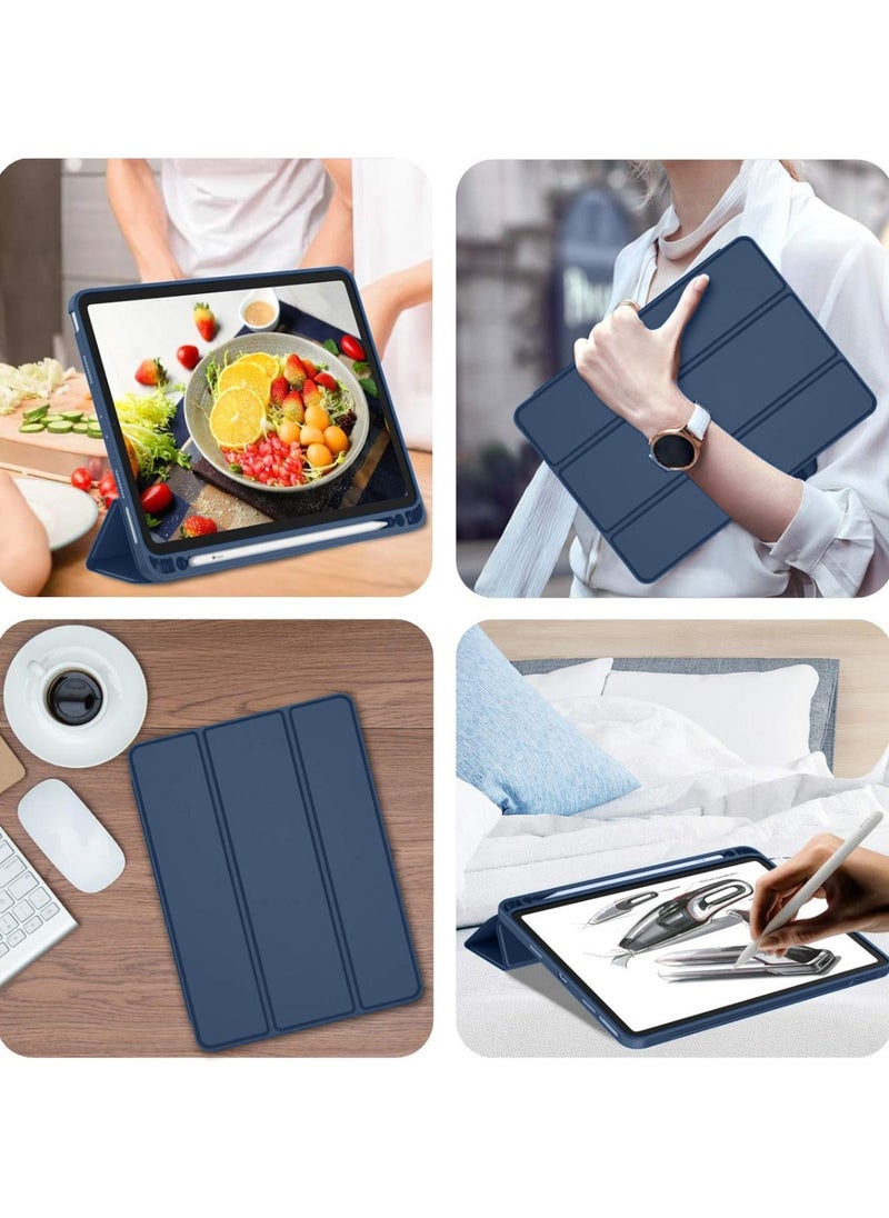 Apple Smart Folio Flip Full Cover Tablet Case with Pencil Holder and Auto Wake/Sleep function for Apple iPad Pro 12.9 (2022,2021,2020 12.9 Inch) – Navy Blue