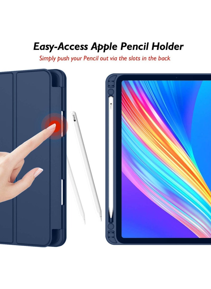 Apple Smart Folio Flip Full Cover Tablet Case with Pencil Holder and Auto Wake/Sleep function for Apple iPad Pro 12.9 (2022,2021,2020 12.9 Inch) – Navy Blue
