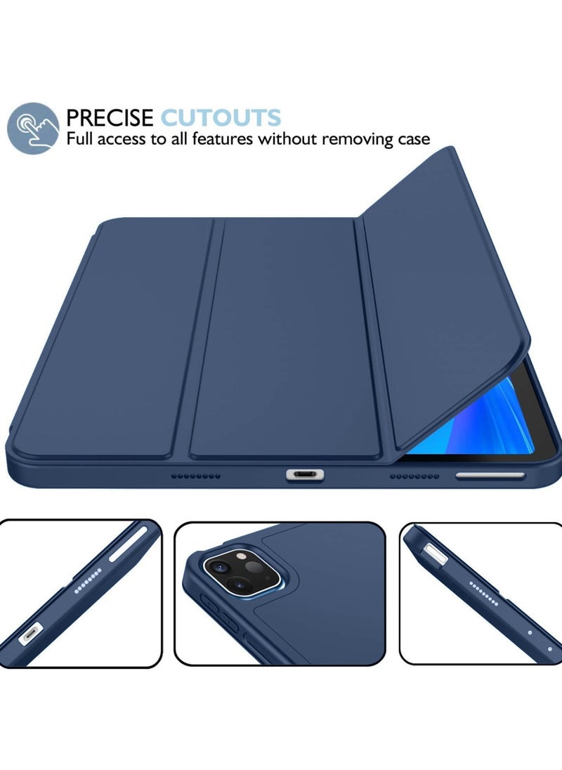 Apple Smart Folio Flip Full Cover Tablet Case with Pencil Holder and Auto Wake/Sleep function for Apple iPad Pro 12.9 (2022,2021,2020 12.9 Inch) – Navy Blue