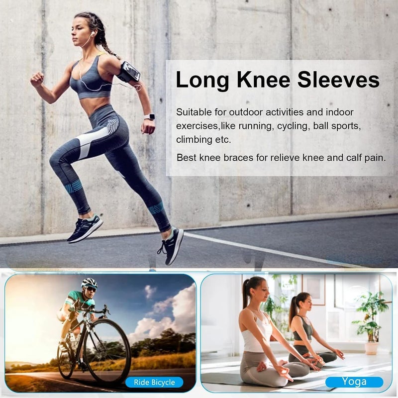 Ofrdncy Leg Compression Sleeve Full Leg 2 Pack Long/Self-Heating Knee Brace for Men Women Knee Support Protector for Running,Weightlifting, Workout and other Sport-4Sizes - Image 5