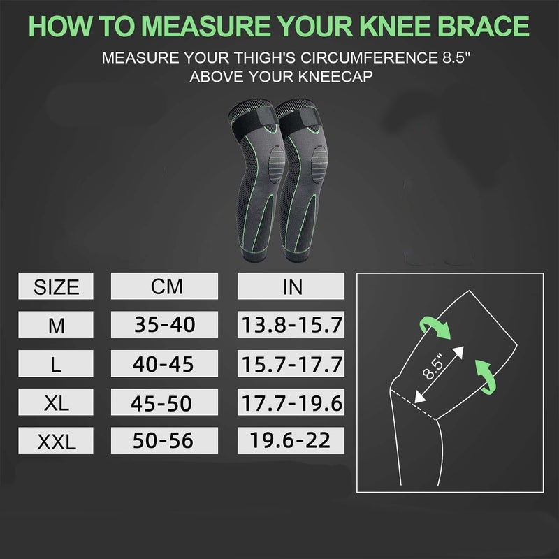 Ofrdncy Leg Compression Sleeve Full Leg 2 Pack Long/Self-Heating Knee Brace for Men Women Knee Support Protector for Running,Weightlifting, Workout and other Sport-4Sizes - Image 1