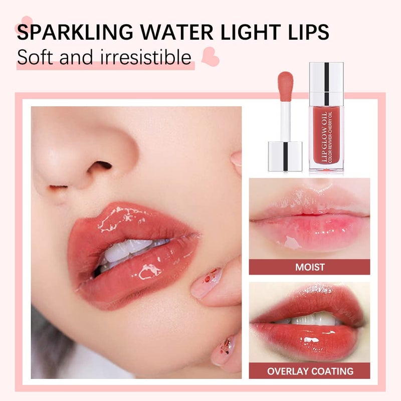 GECOMO Hydrating Lip Glow Oil, Lip Oil Gloss Transparent Toot Tinted Nourishing Long Lasting Repairing Lightening Lip Lines (ROSEWOOD) 0.2 OZ - Image 5