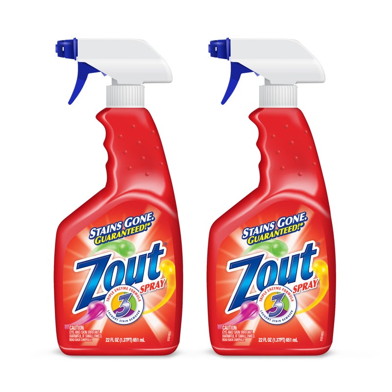 Zout Laundry Stain Remover Spray, Triple Enzyme Formula, 22 Ounce Bottles, 2-Pack - Image 1