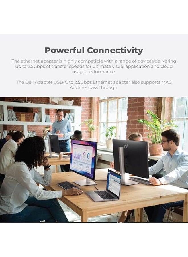 Dell USB-C to 2.5Gbps Ethernet Adapter – Ultra-Fast Wired Internet, Compact & Portable Design, Plug & Play LAN Network Converter for Laptops, Ultrabooks, Tablets & PCs - Image 2