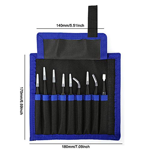 FEITA Precision Tweezer Set - FEITA Professional ESD Stainless Steel Anti static Tweezers Kit for Electronic, craft, Jewelry, Watchmakers, Hobby (Black 9 Pcs) - Image 2