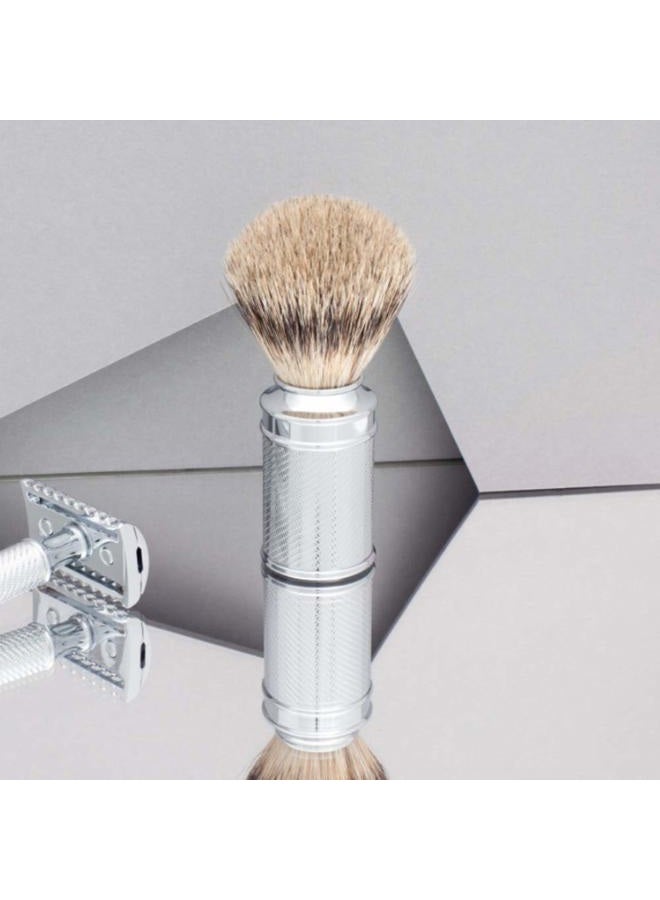 M MÜHLE Traditional Silvertip Badger Shaving Brush | Chrome Plated Stainless Steel Handle | Luxury Shave Accessory for Men - Image 2