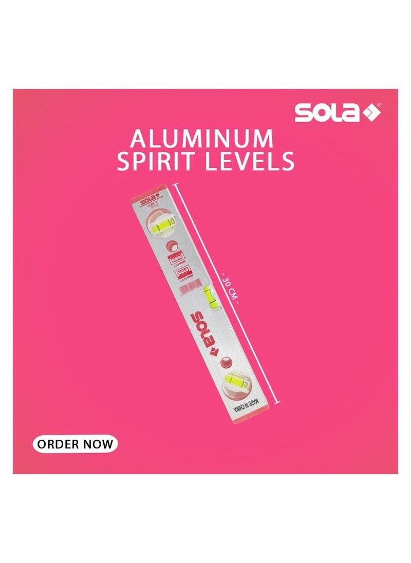 SOLA ميزان روح عالي الجودة/ميزان نجارة/ميزان أنبوبي، جسم من الألومنيوم 30 سم - SOLA  - Image 1