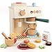 PairPear Wooden Espresso Coffee Maker Toy 18 Piece Barista Role Play Set with Pods Cups  Cookies Montessori Pretend Kitchen Accessory Gift for Toddlers  Kids Ages 3 - Image 2