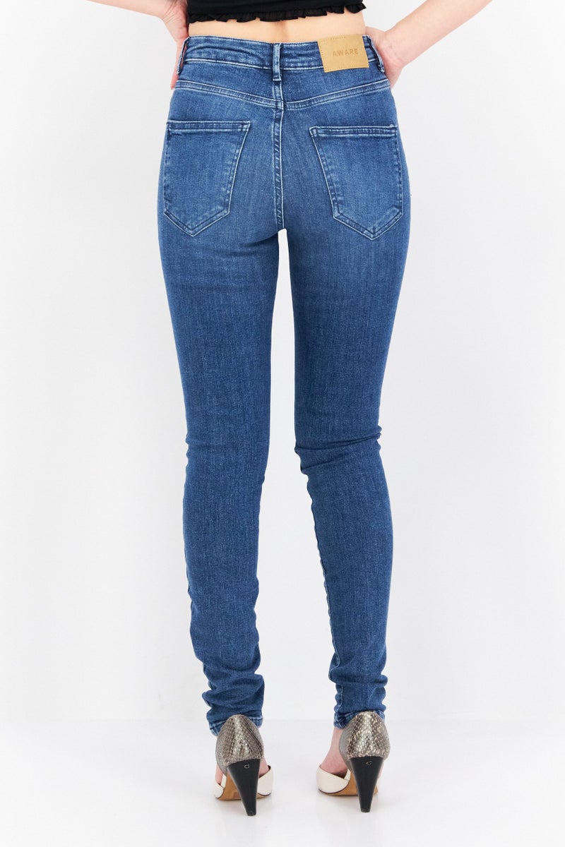 VERO MODA Aware By Vero Moda Women Skinny Fit Washed Stretchable Jeans, Blue - Image 3