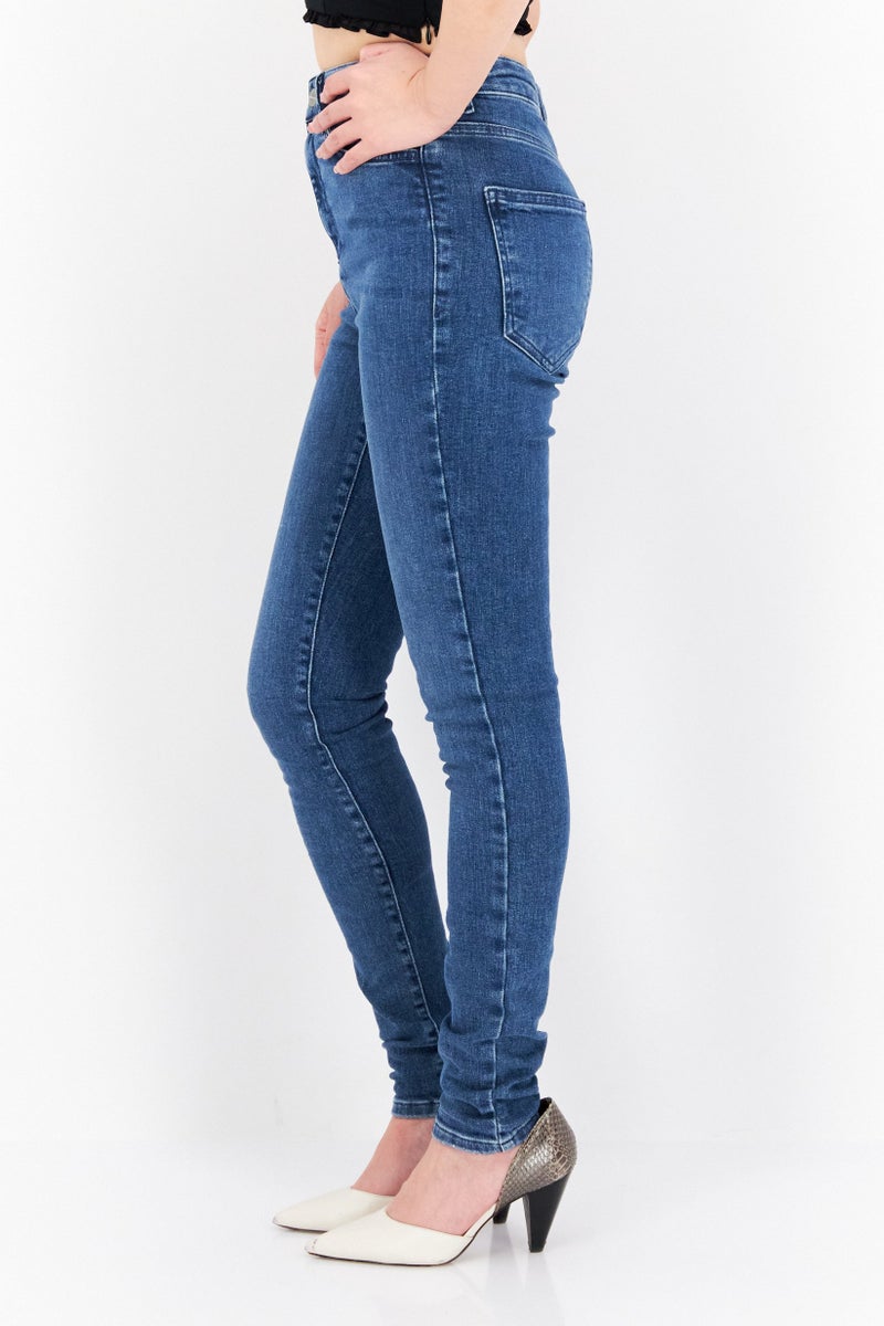 VERO MODA Aware By Vero Moda Women Skinny Fit Washed Stretchable Jeans, Blue - Image 4