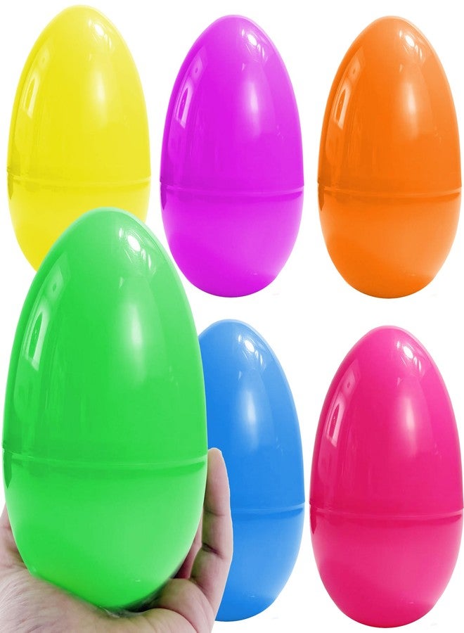 GiftExpress 6 Inch Easter Eggs - 12 Piece Extra Large 6" x 4.25" Assorted Color Fillable Plastic Eggs w/Hinge - Adult & Kid Party Toys for Gift Baskets or Egg Hunt Décor - Image 1