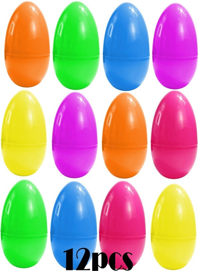 GiftExpress 6 Inch Easter Eggs - 12 Piece Extra Large 6" x 4.25" Assorted Color Fillable Plastic Eggs w/Hinge - Adult & Kid Party Toys for Gift Baskets or Egg Hunt Décor - Image 3